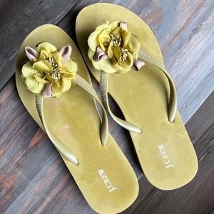 J. Crew Floral Flip Flops - Size 8